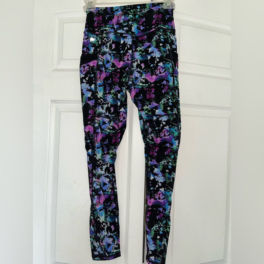 Fabletics Black And Purple Patterned Leggings - image 4